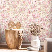 粉色花卉女孩婚房卧室背景墙纸 韩国壁纸LG进口大卷可擦洗简约美式