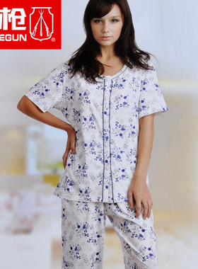 春夏新款108三枪舒木尔印花圆领 短袖 中裤 女士家居服80459D0