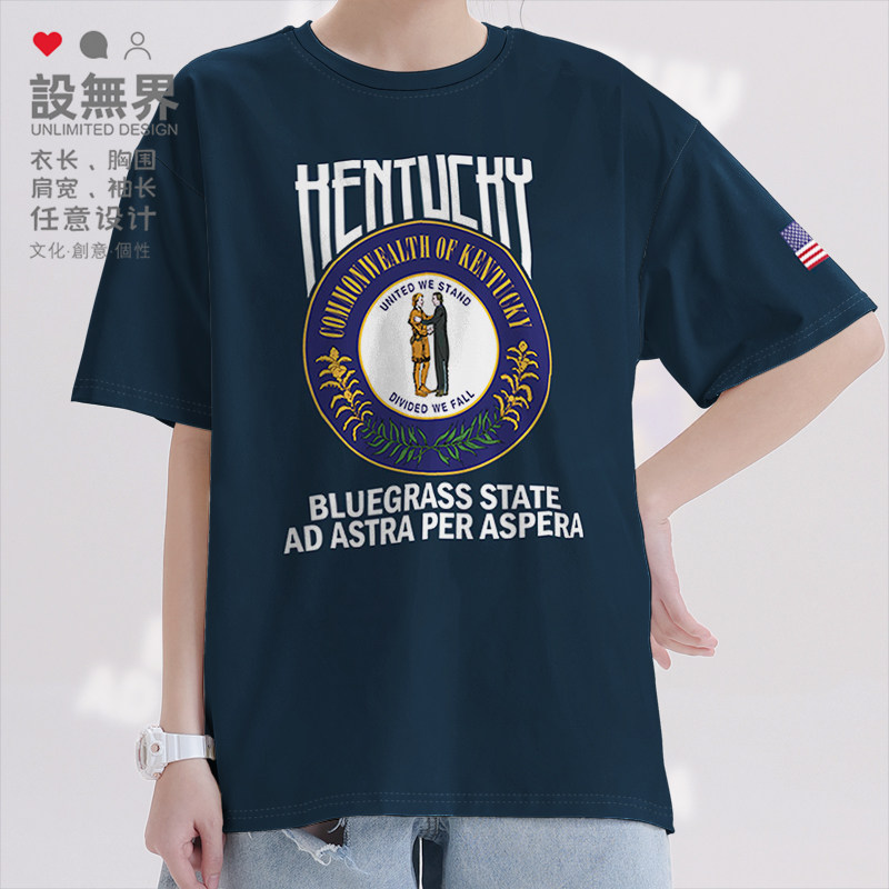 美国洲徽Kentucky肯塔基州纯棉夏短袖T恤男女潮牌印花衣服设 无界