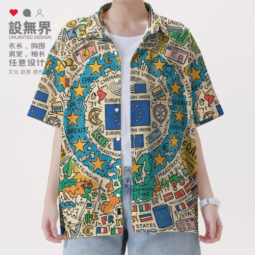欧盟欧洲多国旅行打卡名胜风衬衫