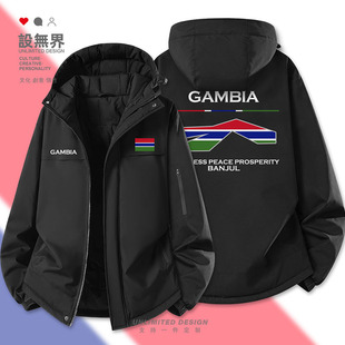 无界 设 冈比亚Gambia 国家队服加厚棉服男女潮宽松棉袄外套冬装