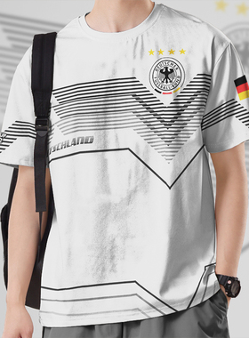 德国足球卡塔尔国家队球迷纪念世界杯速干T恤男女运动衫夏设 无界