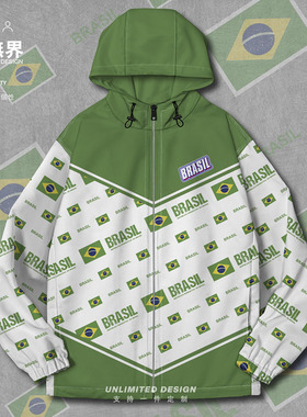 巴西Brazil国旗徽章夹克棉服男女加厚潮牌立领春棉衣外套设 无界