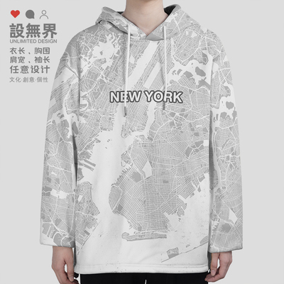 美国USA不夜城纽约国外连帽卫衣