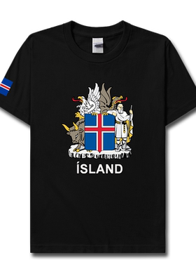 冰岛Iceland国家标志纯棉短袖T恤