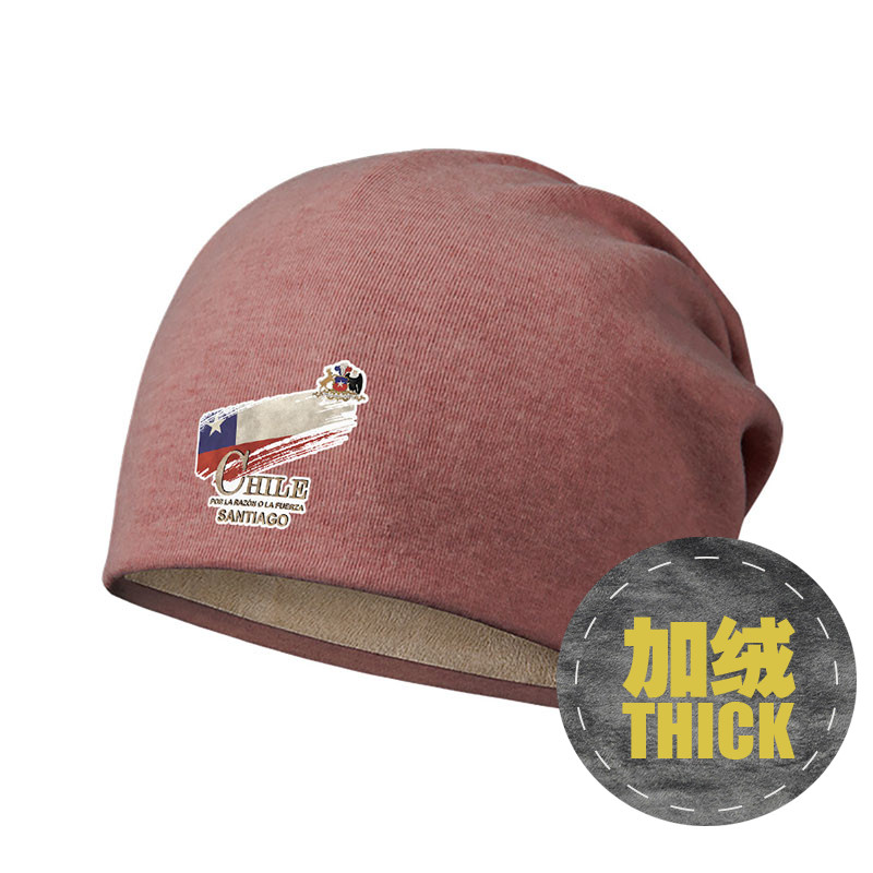 智利chile圣地亚哥国旗标志加绒棉帽男女帽子冬包头帽0010设 无界