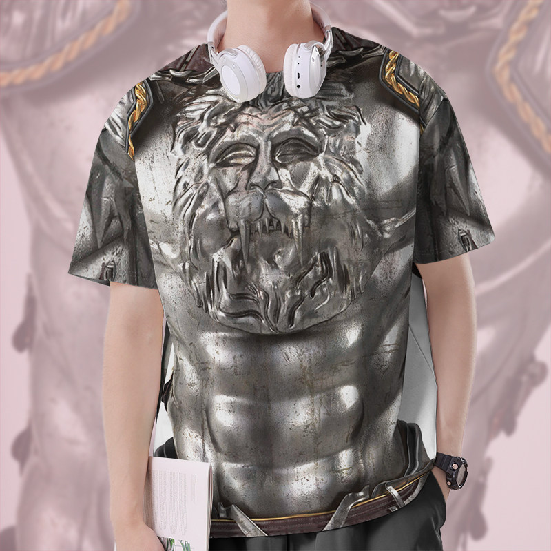 骑士黄金铠甲战士胸甲模仿cosplay速干T恤男女大码短t衣服设 无界