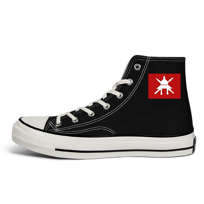 缅甸系带高帮帆布鞋