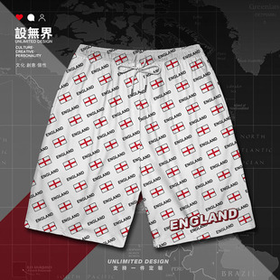 英格兰England国旗标志国家大码运动短裤男装女装新款裤子设 无界