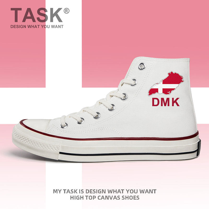 丹麦denmark高帮帆布鞋男女国家地图鞋子夏板鞋潮流学生潮设 无界