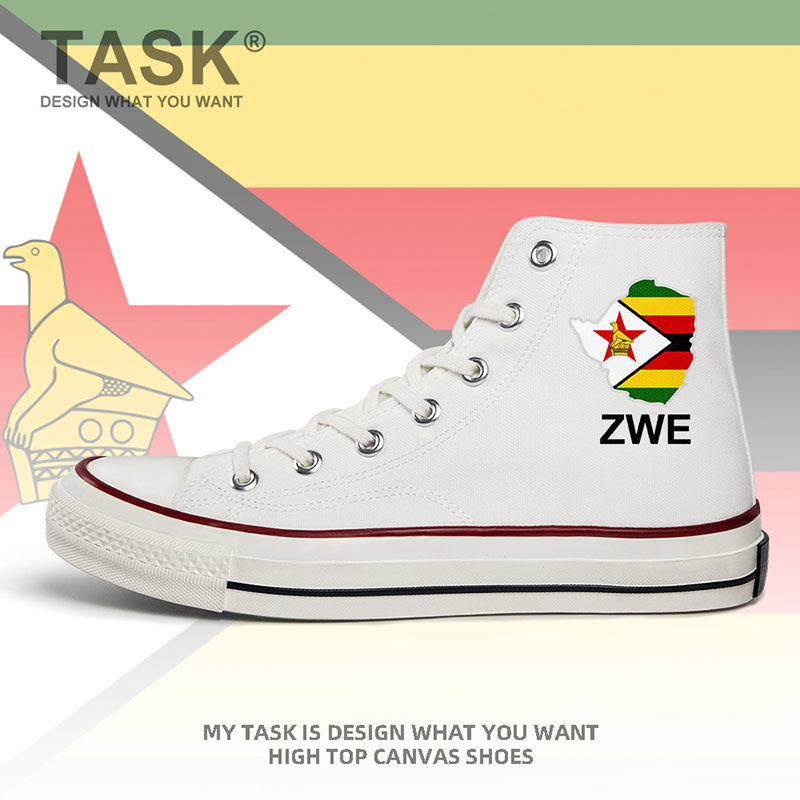 津巴布韦zimbabwe高帮帆布鞋男女国家地图板鞋潮流休闲潮设 无界