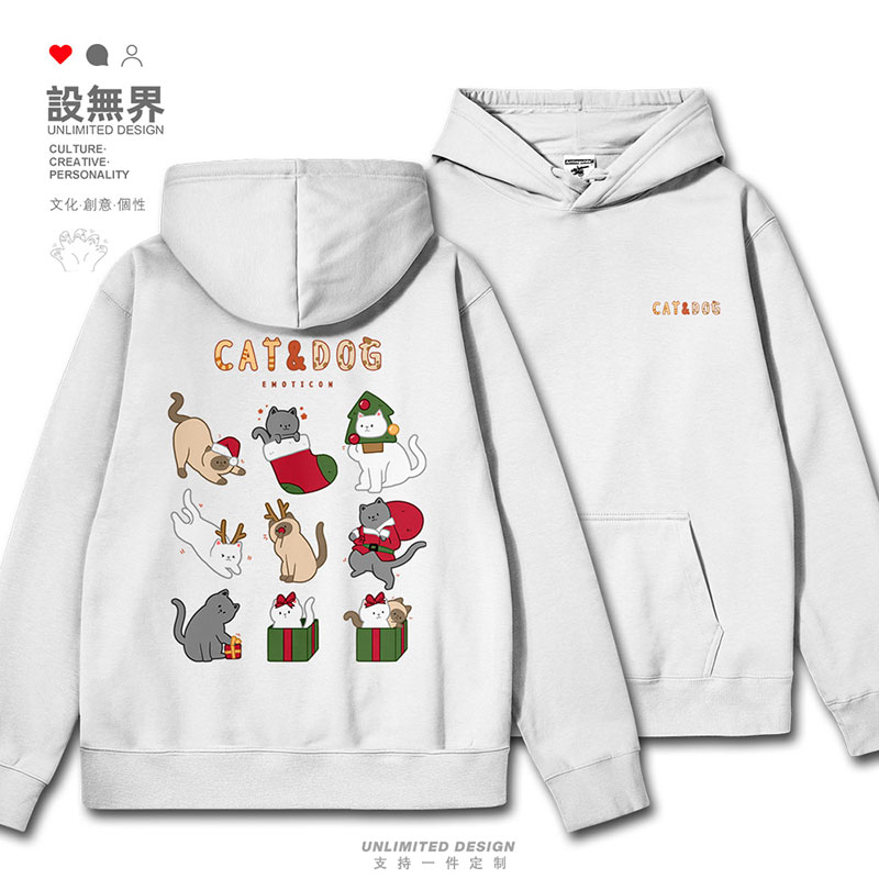 日系卡通猫咪圣诞节礼物连帽卫衣