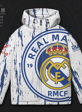 皇家马德里姆巴佩足球西甲俱乐部球衣连帽羽绒服男女0017设 无界