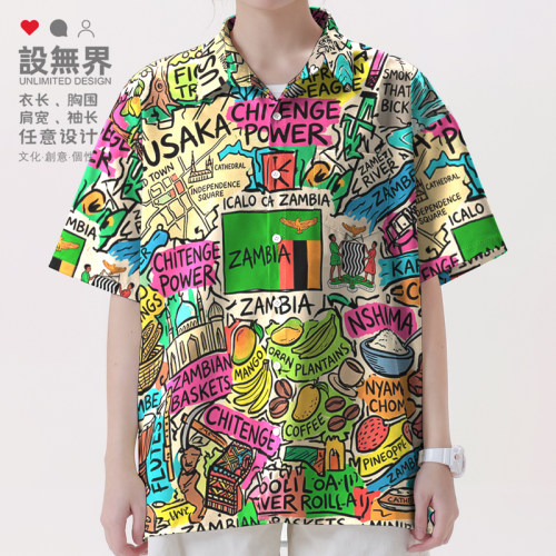 赞比亚非洲瀑布旅行打卡风光衬衫