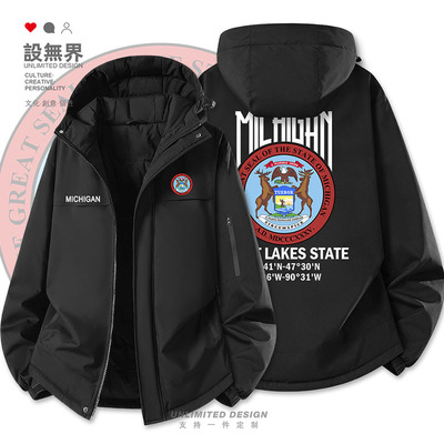 美国洲徽Michigan密歇根棉服外套