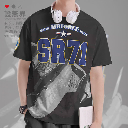 美国SR71黑鸟侦察机飞机速干T恤