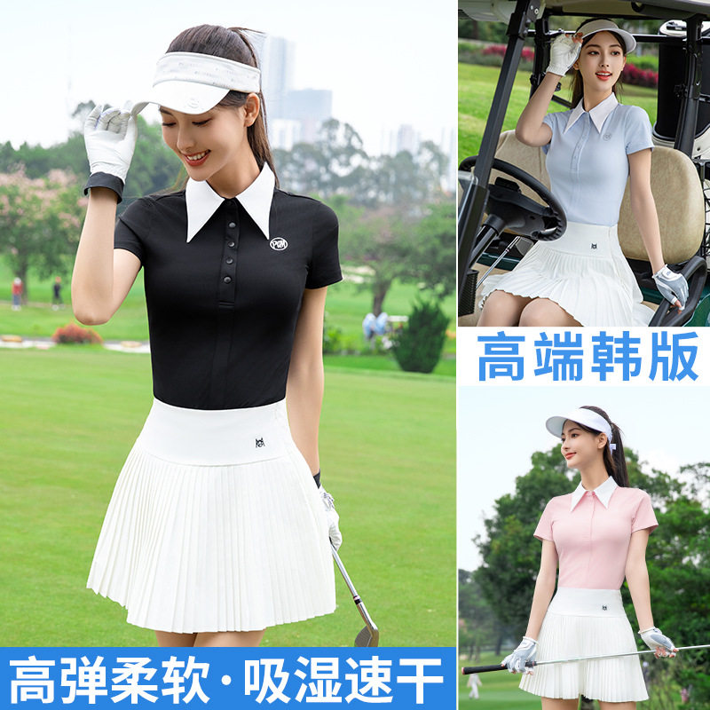 2025高尔夫女装春夏女士服装短袖polo网球衫上衣T恤衣服短裙套装