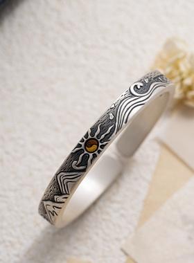 海誓山盟丨足银手镯999丨女款开口送女友礼物