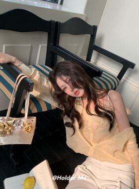 HOLDER ME 蕾丝吊带长袖衬衫外套两件套2026春款显瘦百搭上衣5672