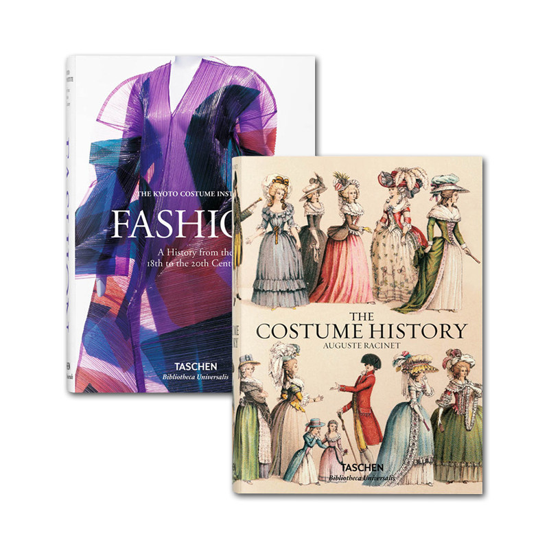现货TASCHEN原版 FASHION 18到20世纪时尚服装史 & THE COSTUME HISTORY 服装历史 古典宫廷服装到时尚服装设计史套装