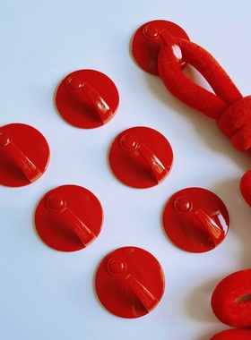 挂钩喜庆粘胶红色圆形墙壁挂免打孔挂钥匙衣帽架钩子挂中国结粘钩