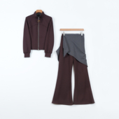 修身 女韩式 拉链卫衣高级感运动休闲套装 872833 花花推荐