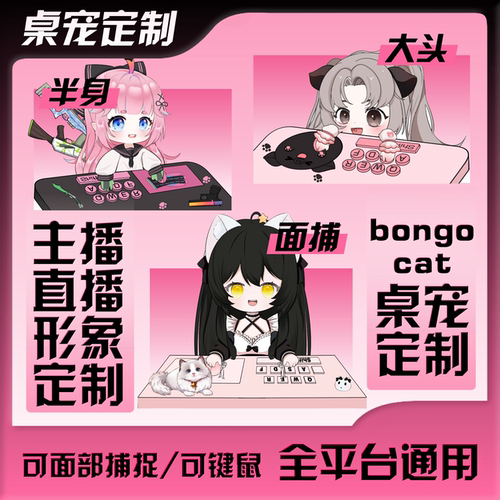 Bongocat面捕桌宠vup虚拟主播形象皮套live 2d定制游戏不露脸主播