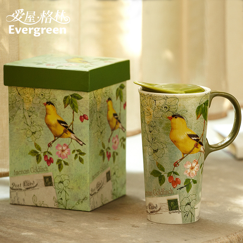 evergreen手绘风礼盒装咖啡杯