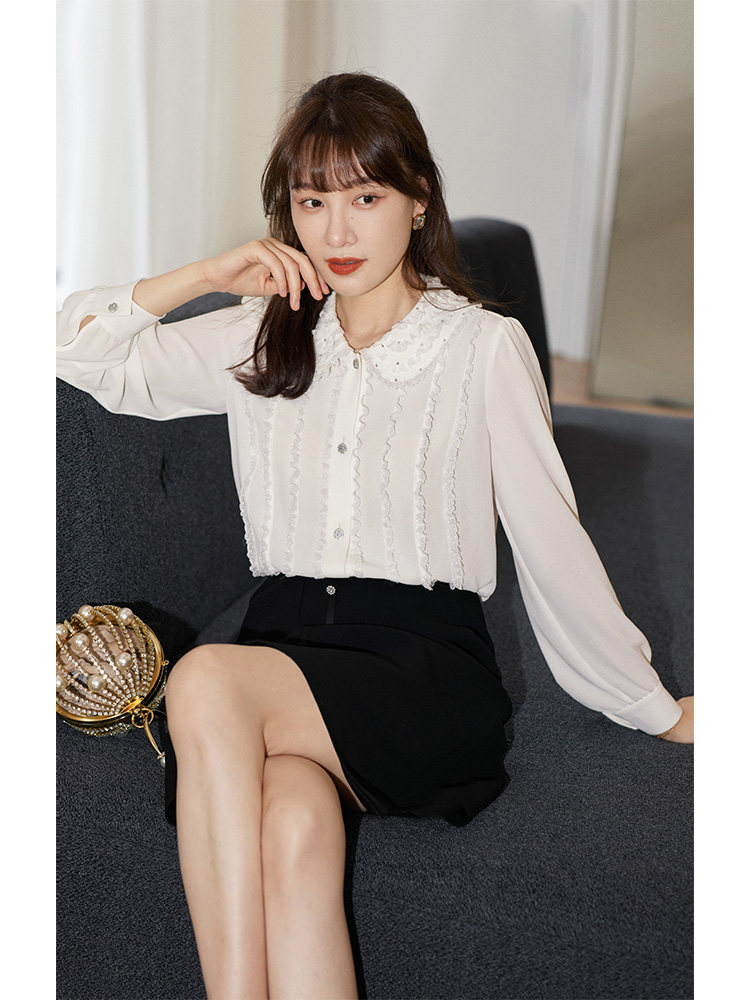 En轻奢定制 Hello大小姐~法国进口蕾丝娃娃领衬衫女早春长袖衬衣属于什么档次？