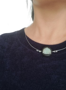 老翡翠佛公帽镶紫光檀木吊坠   原创设计   可定制