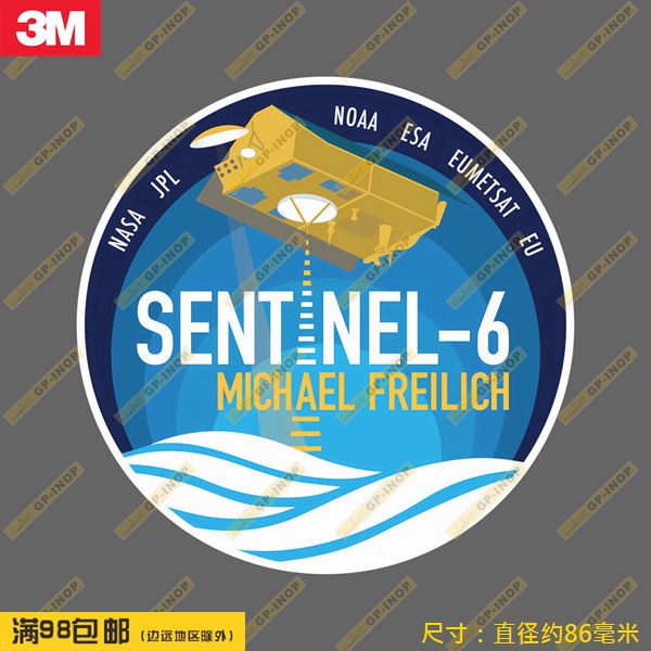 SpaceX Sentinel-6A发射任务徽章防水贴纸车贴旅行箱贴笔记本贴潮