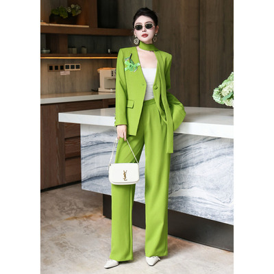 时尚重工钉珠系带西装套装