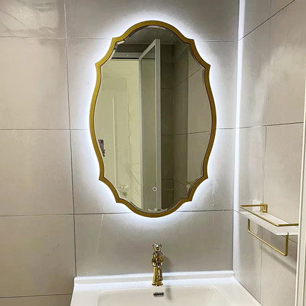 法式复古美式椭圆浴室镜子卫生间挂镜洗手台灯镜led欧式智能镜