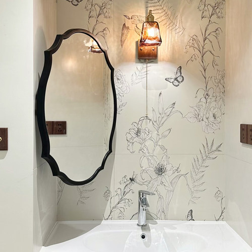 法式复古旋转浴室镜墙角镜子风水镜可伸缩转角卫浴镜卫生间镜子