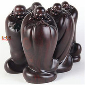 黑檀木雕弥勒佛五福临门佛像 红木工艺品福在眼前礼品实木摆件