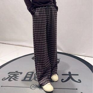 芮娜依莲加肥加大码女装200斤5218秋冬格子女裤气质裤长裤子