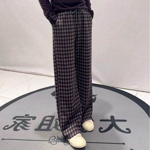 芮娜依莲加肥加大码女装200斤5218秋冬格子女裤气质裤长裤子