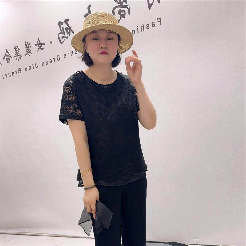 女权贵族时尚T恤2026夏装打底31025送领巾设计感时尚减龄洋气衫