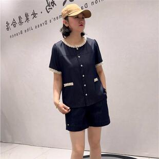 2026夏季新款女权T恤3886天丝牛仔面料小香风高级感开衫大码女装