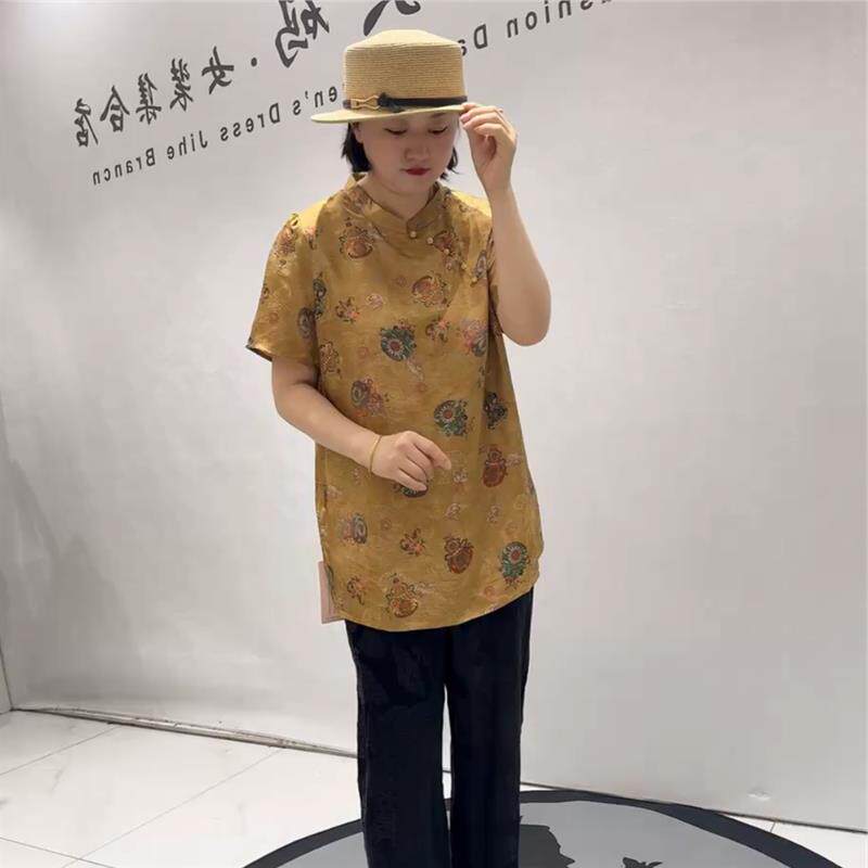 2026夏芮娜依莲打底5157旗袍衫短袖衫加肥加大码女胖mm时尚T恤