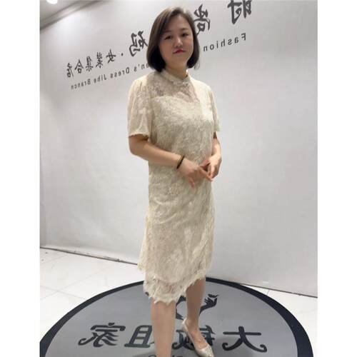 芮娜依莲时尚潮流胖mm夏装5812连衣裙大码女装显瘦气质旗袍裙