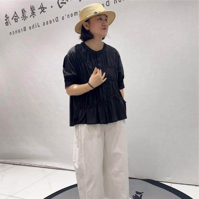 女权贵族2026年31017夏新款欧货短袖衬衫加肥加大码T恤200斤开衫