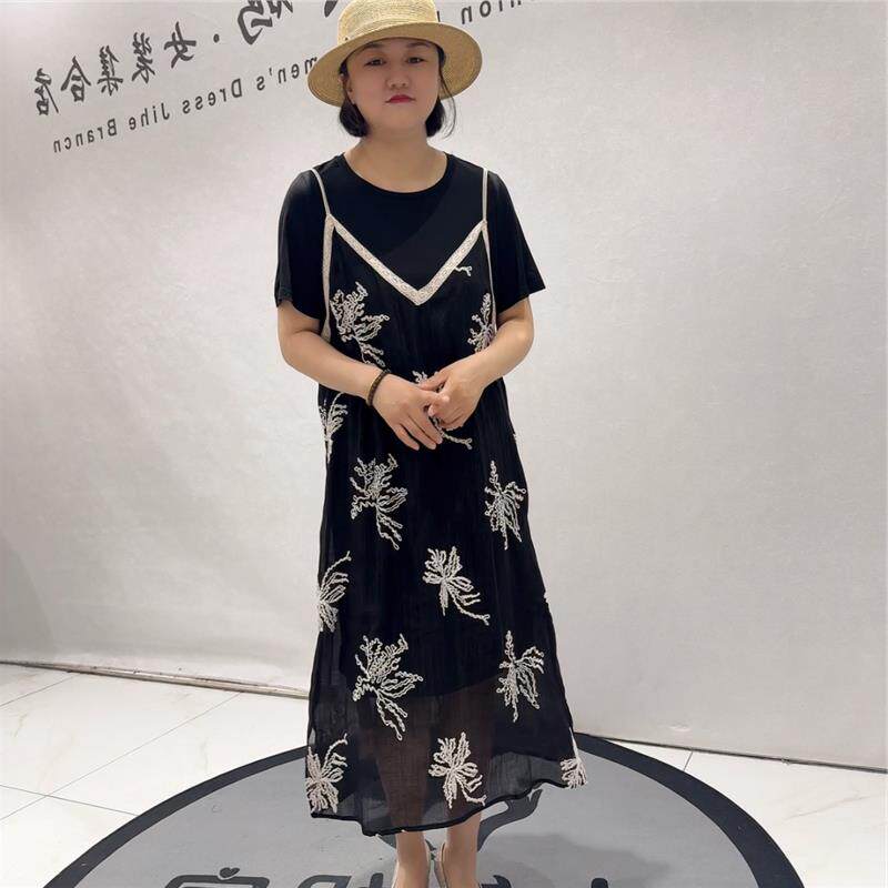 芮娜依莲洋气裙2026夏装5102连衣裙加肥加大码女装宽松显瘦潮流裙