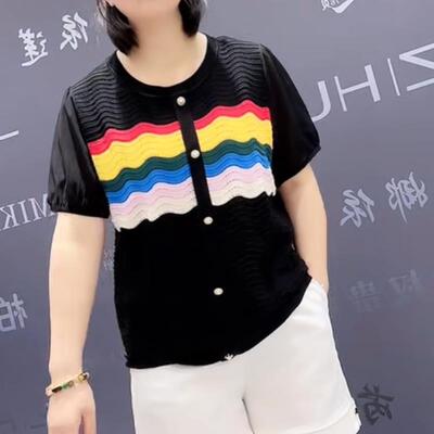 专柜9418芮娜依莲夏季新款欧韩加肥显瘦胖MM大码女装百搭款百搭针