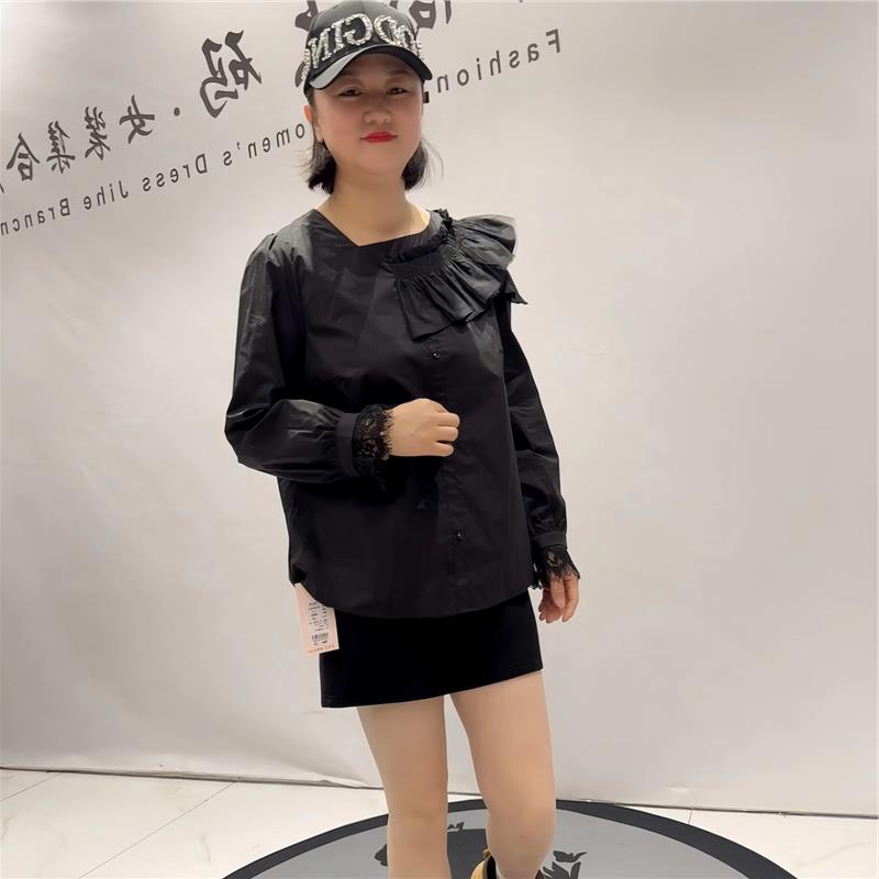 2026春季芮娜依莲衬衫加大码女装加肥加大气质衫200斤T恤衫女5453