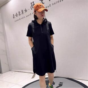 女权贵族裙2026夏装新款3653连帽连衣裙大码女装加肥加大休闲裙