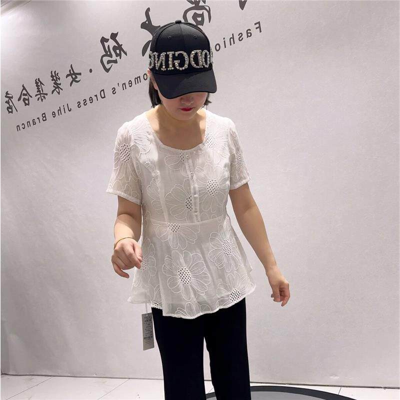 2026夏季女权贵族打底3336珍珠扣提花洋气显瘦衫大码女装T恤
