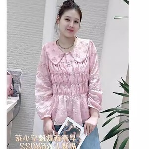 2025春季新款流依涵68022胖mm潮流减龄200斤显瘦娃娃领衫大码T恤