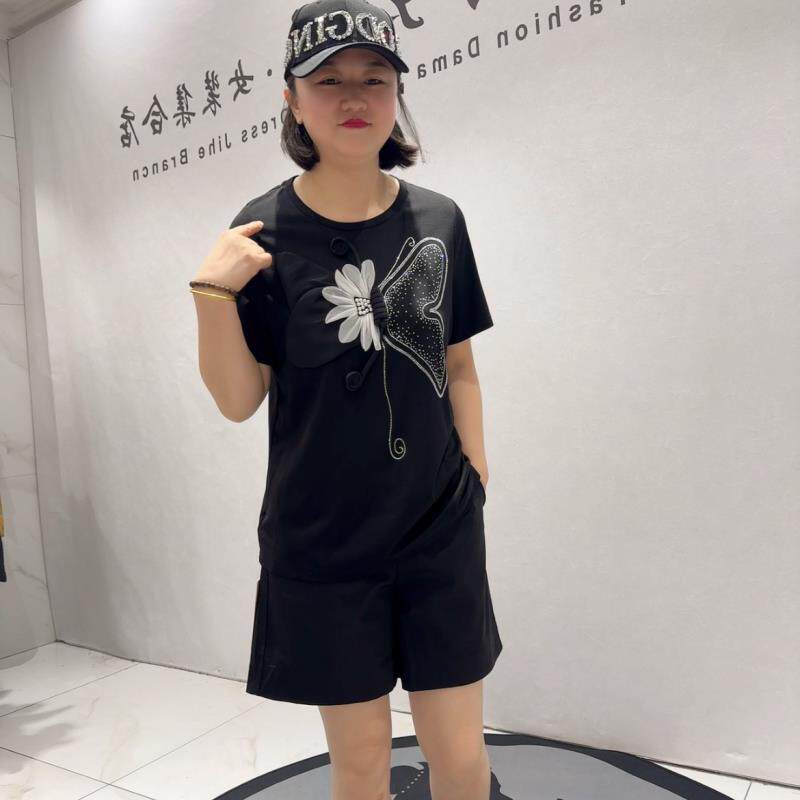 2026夏装芮娜依莲时尚潮流T恤5966减龄短袖T大码女装宽松显瘦衫