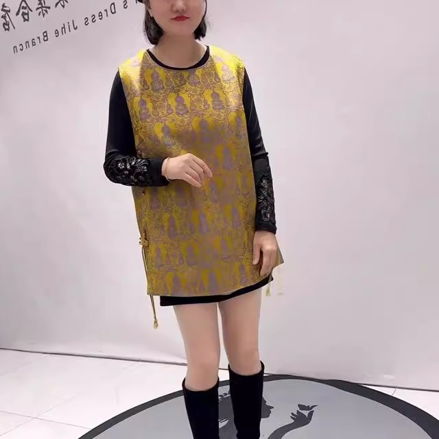 国风一手长马夹加大码女装